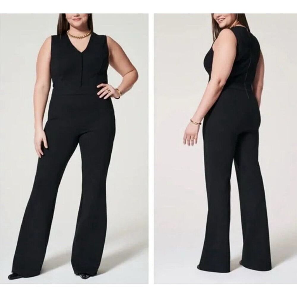 Spanx The Perfect Jumpsuit‎ Womens 3X  3XT in Classic Black Sleeveless Flare Leg